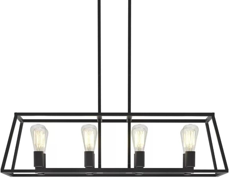 Artika Carter Long 8 Light Chandelier Matte Black, Adjustable Height