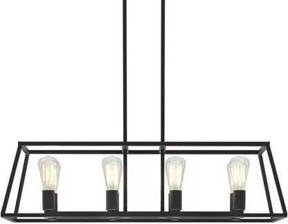 Artika Carter Long 8 Light Chandelier Matte Black, Adjustable Height