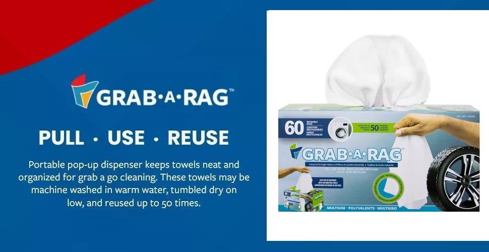 Grab A Rag Reusable Washable Microfibre Rags Towel Cleaning Cloth 60 / 120 Count
