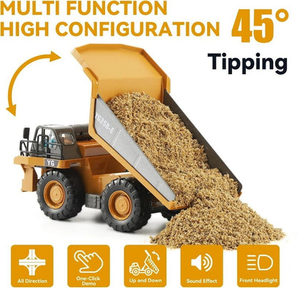 Yi Gong Toys 1:24 9CH 2.4G RC Construction Dump Truck Toy with Lights & Sounds