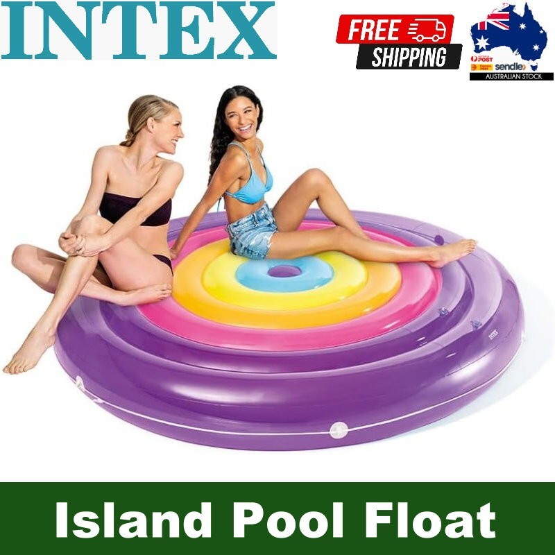 Intex Rainbow Fiesta Island Pool Float 201 x 24cm XL Inflatable Water Lounge