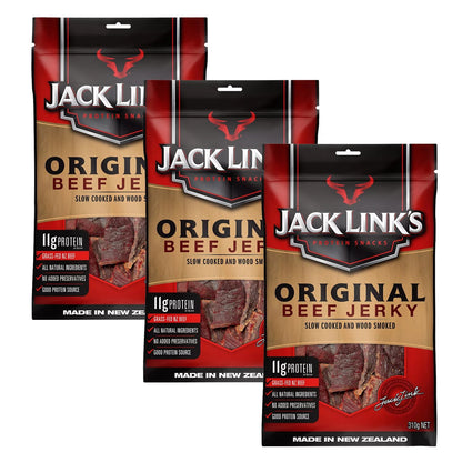Jack Link's Original Beef Jerky Slow Cook Protein Snack Hardwood Smoked 3 x 310g