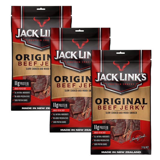 Jack Link's Original Beef Jerky Slow Cook Protein Snack Hardwood Smoked 3 x 310g