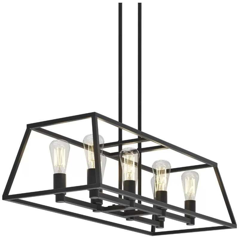 Artika Carter Long 8 Light Chandelier Matte Black, Adjustable Height