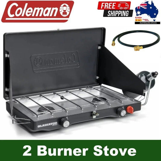 Coleman Gladiator Propane Gas 2 Adjustable Burner Camping Stove with 3/8" Hose