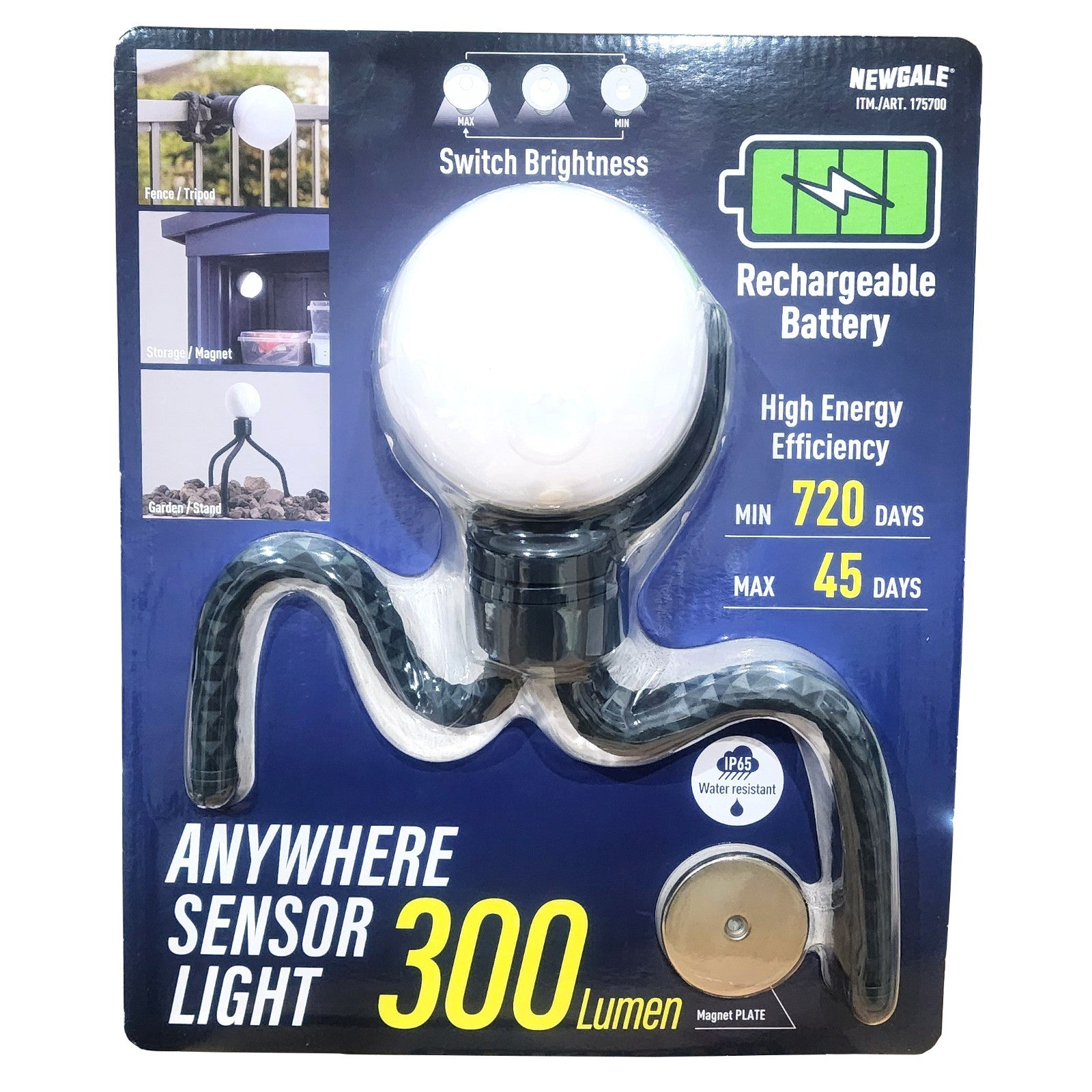 Rechargeable Anywhere LED Sensor Light Motion Activated Wireless USB Tripod IP65