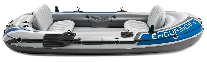 Intex 68324NP Excursion 4 Person Inflatable Rafting & Fishing Boat Set w/ 2 Oars