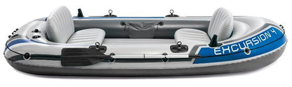 Intex 68324NP Excursion 4 Person Inflatable Rafting & Fishing Boat Set w/ 2 Oars
