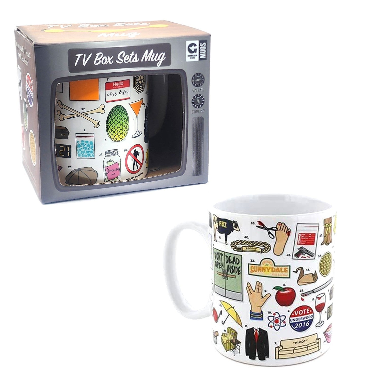 TV Box Sets Novelty Mug Ceramic Coffee Tea Cup Kris Kringle Gift For TV Lovers