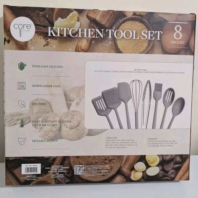 Core Kitchen 8 Piece Silicone Cooking Utensils Set Heat-Resistant BPA Free