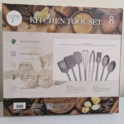 Core Kitchen 8 Piece Silicone Cooking Utensils Set Heat-Resistant BPA Free
