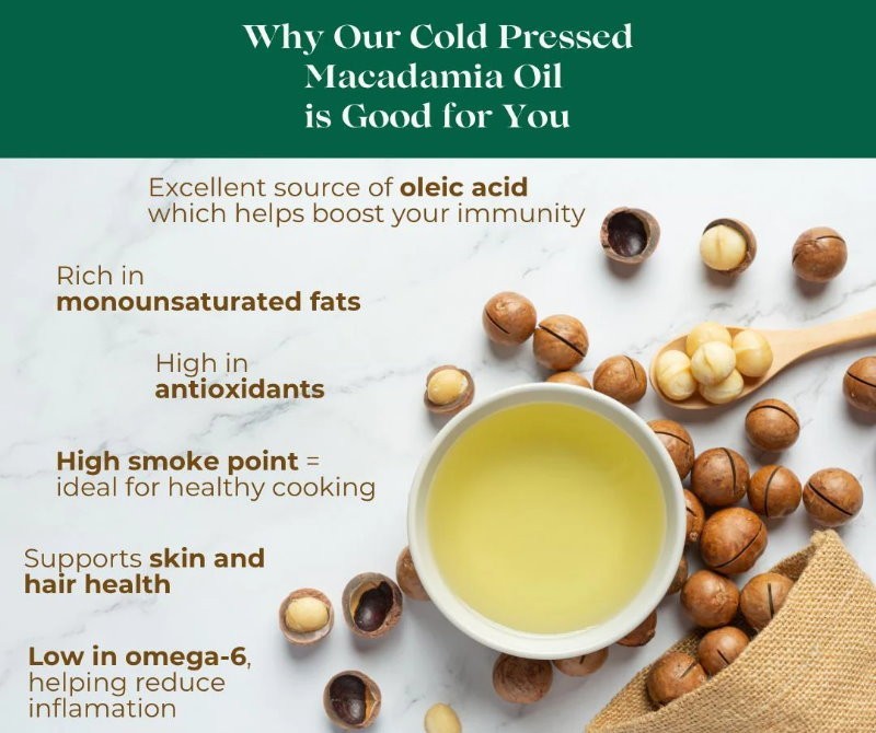 Cocolife Australian Cold Pressed Macadamia Oil 1 Litre For Cooking, Salads...