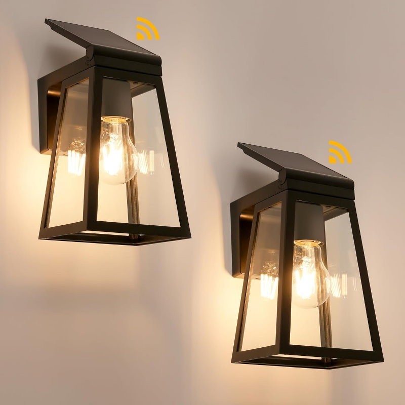 LUTEC 2-Pack Solar LED Coach Porch Light Aluminium Dusk to Dawn Wall Lights