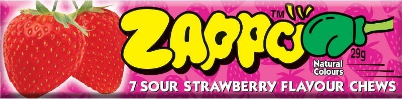 Zappo 30-Pack Grape & Strawberry Sour Flavoured Chews Lollies Mega Pack 870g