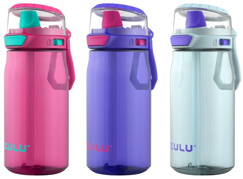 ZULU 3-Pack Kids Flex Tritan Water Bottle Set 16 oz / 473 ml for Boys or Girls