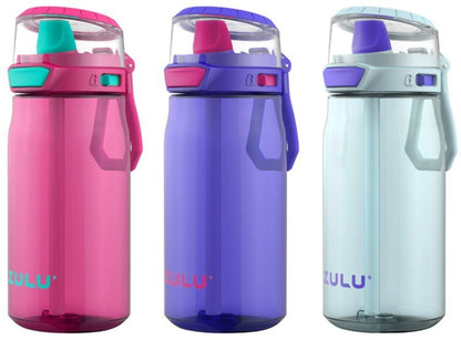 ZULU 3-Pack Kids Flex Tritan Water Bottle Set 16 oz / 473 ml for Boys or Girls
