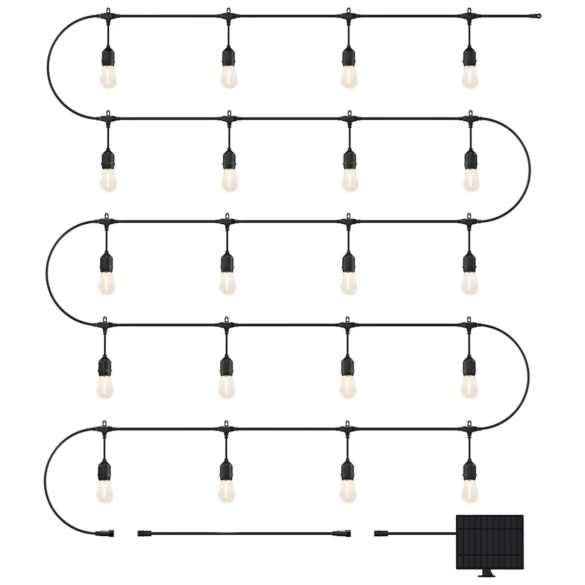12.8m Solar String Lights 20 LED Bulb Festoon Party USB-C Outdoor Weather Resist