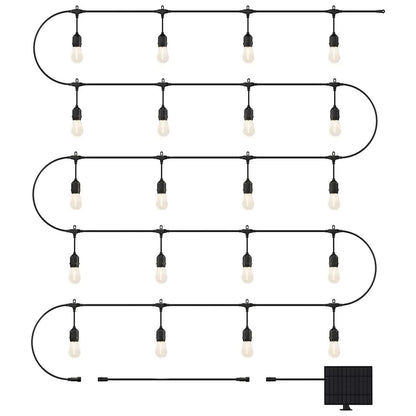 12.8m Solar String Lights 20 LED Bulb Festoon Party USB-C Outdoor Weather Resist