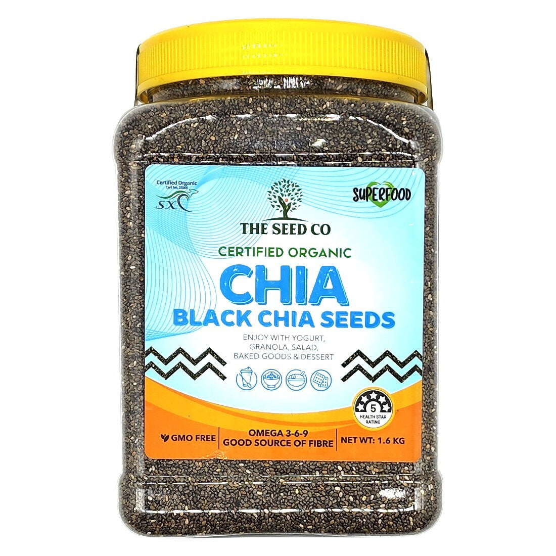 1.6kg Black Chia Seeds Vegan Gluten GMO Free XSC Certified Organic Superfood