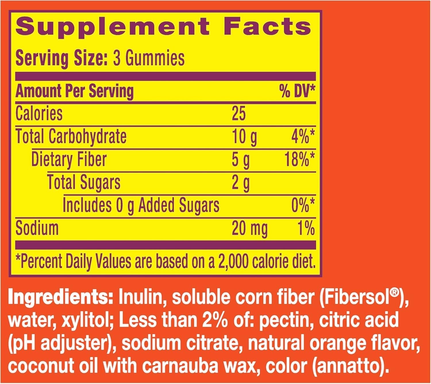Metamucil Fiber Supplement Gummies Sugar Free Orange Flavour 5g Prebiotic Plant