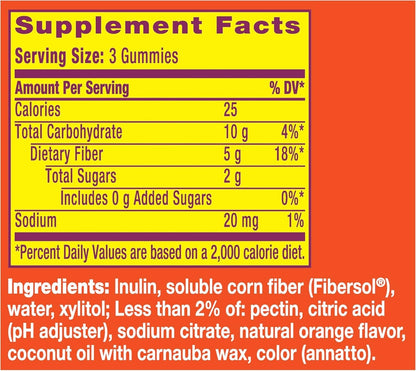 Metamucil Fiber Supplement Gummies Sugar Free Orange Flavour 5g Prebiotic Plant