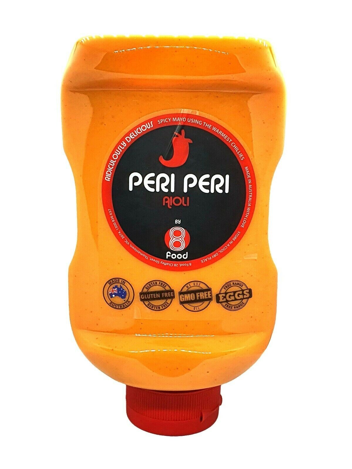 8Food Peri Peri Aioli Dressing Spicy Chili Mayo Dipping Sauce Australian Made 1L