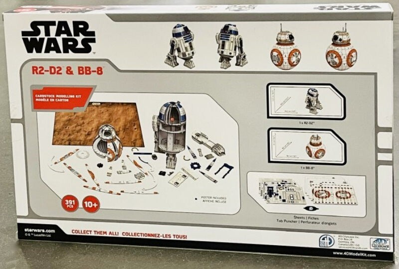 4D Cityscape 391 Piece Star Wars R2-D2 & BB-8 Model Kit 3D Puzzle (10+ Years)