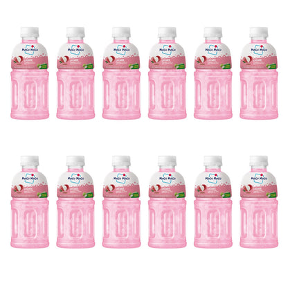 12 x 320ml Mogu Mogu Lychee flavoured Kids drink with Nata De Coco Coconut Jelly