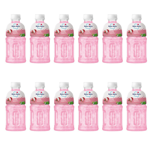12 x 320ml Mogu Mogu Lychee flavoured Kids drink with Nata De Coco Coconut Jelly
