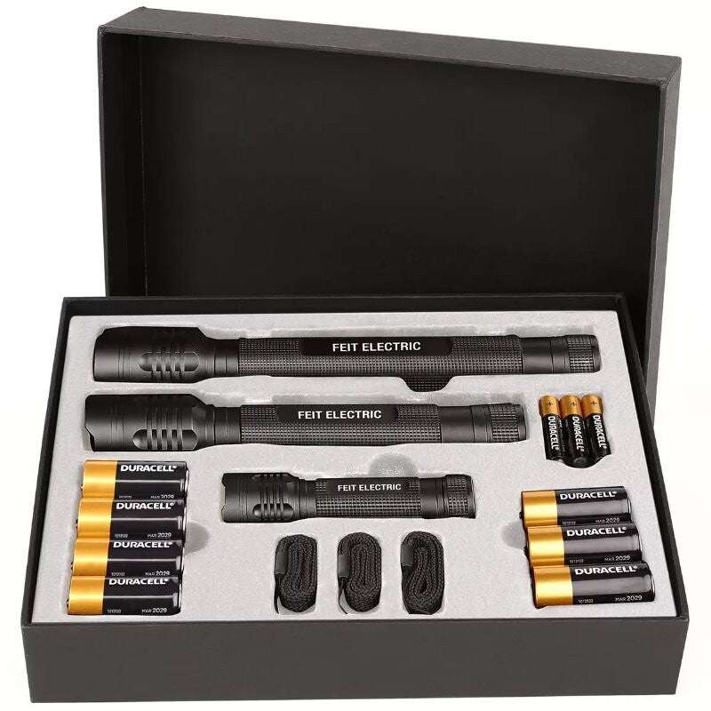 Feit 3 Piece Electric LED Flash Lights Kit Ultra Bright 1700, 1000, 500 Lumens