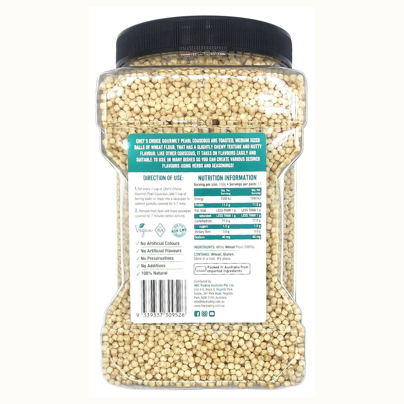 Pearl Couscous 100% Natural Gourmet Toasted Medium Vegan Kosher Non GMO 1.7kg