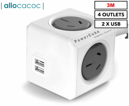 Allocacoc 5-Outlet/4-Outlet 1.5m/3m or 2x USB Original Extended PowerCube