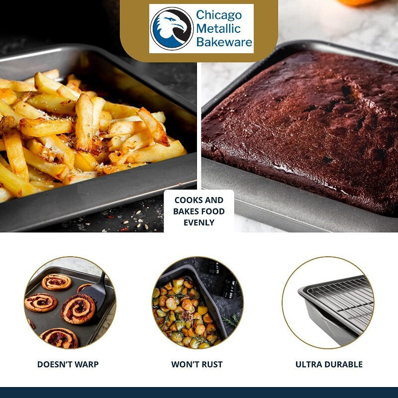 Chicago Metallic 6 Piece Non-Stick Nesting Stacking Metal Bakeware Set