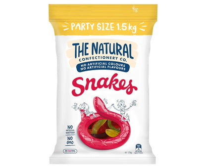 The Natural Confectionery Snakes Soft Chewy Gummy Candy Lollies Party Pack 1.5kg