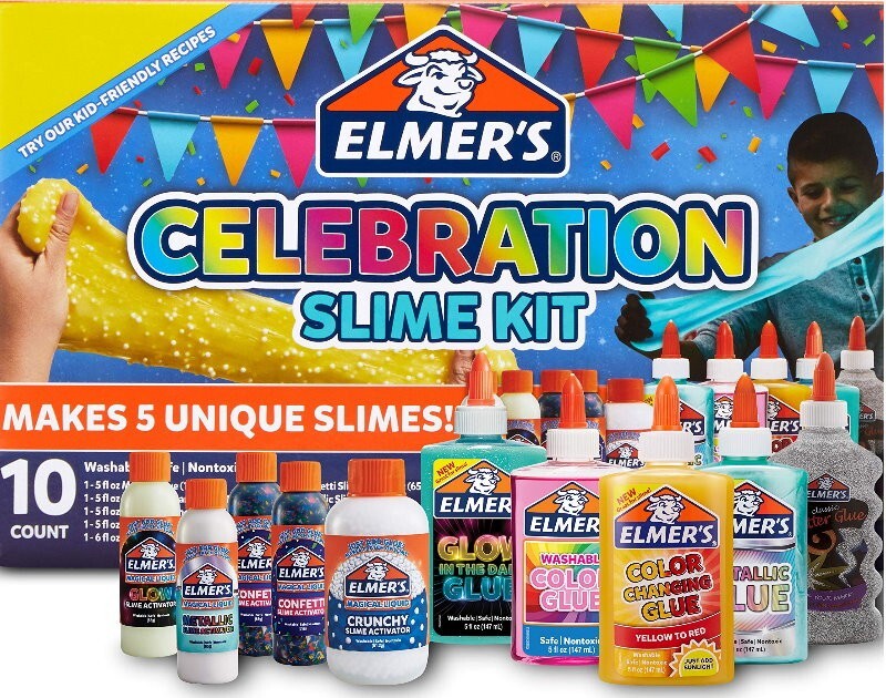 Elmer's Celebration Slime Kit 10 Count Assorted Magical Liquid Slime Activators