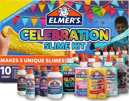 Elmer's Celebration Slime Kit 10 Count Assorted Magical Liquid Slime Activators