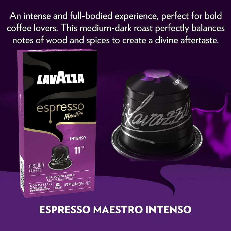 Lavazza Espresso Maestro Intenso Coffee Capsules Nespresso 30 or 60 Pods