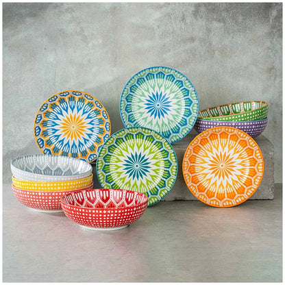 Signature Housewares Snack Bowls Set Food Stoneware Dishwasher Safe Bowls 10 pcs