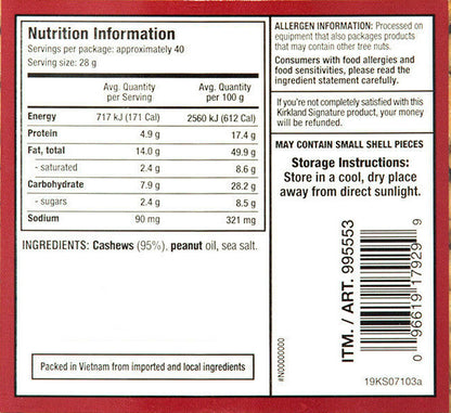 Whole Premium Quality Cashews Sea Salt Nuts Vegan Kid School Lunch Snack 1.13Kg