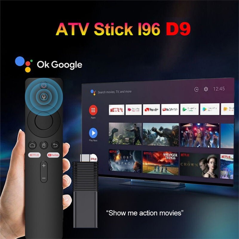 Topleo I96-D9 Dual Band WiFi 4K HDR Google TV Stick Box Dongle Netflix Youtube
