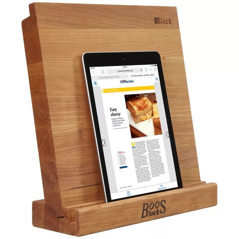 John Boos iBlock Tablet Holder Stand & Cutting Chopping Board Cherry Wood