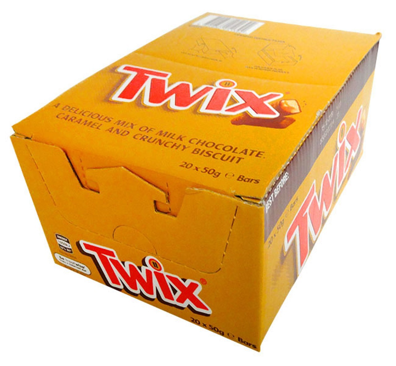20 x 50g Twix Milk Chocolate Caramel Crunchy Biscuit Bars Full Box Made in Egypt