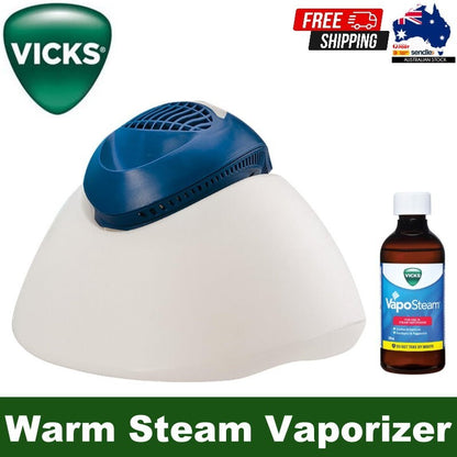 Vicks Warm Steam Vaporizer with Vaposteam Inhalant 200ml for Steam Therapy