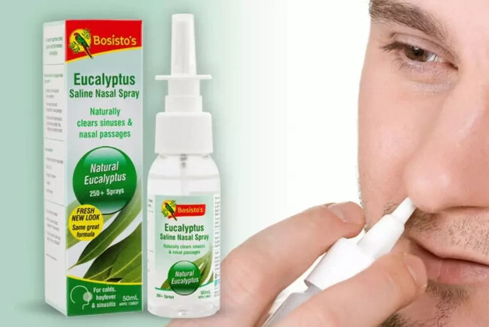 2x 50mL Bosistos Eucalyptus Saline Nasal Spray For Colds Hayfever Sinusitis Nose