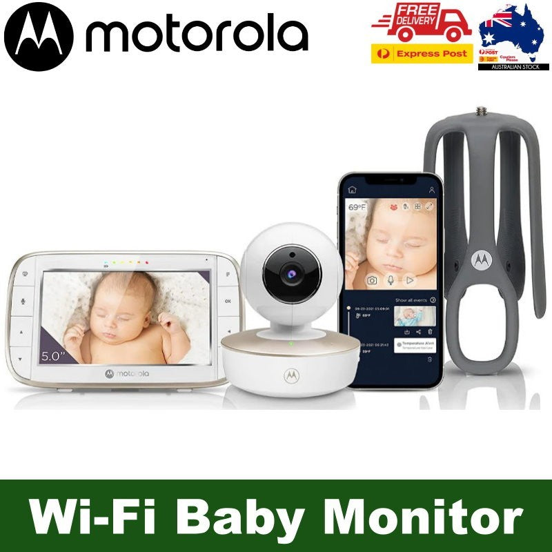 Motorola VM855 Connect 5" Portable Wi-Fi Video Audio Baby Monitor w/ Crib Mount