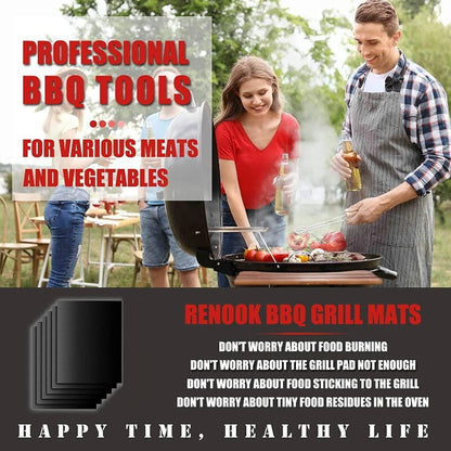 MIU 6-Pack PRO Non-Stick Reusable BBQ Grill Mats - Non-Toxic PFOA & BPA FRE