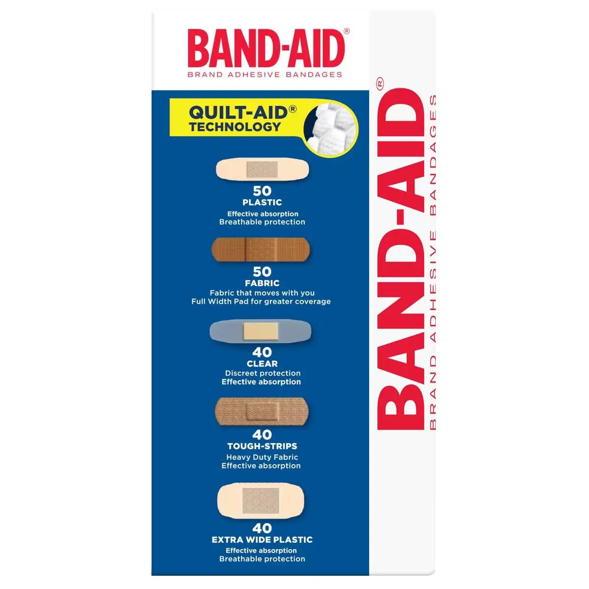Band-Aid 220 x Assortment Plastic Extra Wide Fabric Tough Strip Adhesive Bandage