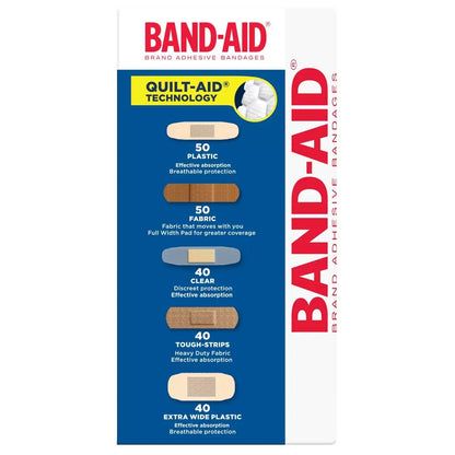 Band-Aid 220 x Assortment Plastic Extra Wide Fabric Tough Strip Adhesive Bandage