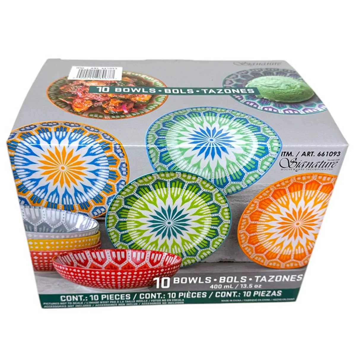 Signature Housewares Snack Bowls Set Food Stoneware Dishwasher Safe Bowls 10 pcs
