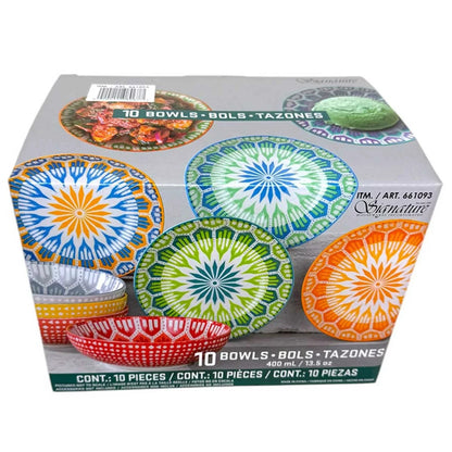 Signature Housewares Snack Bowls Set Food Stoneware Dishwasher Safe Bowls 10 pcs